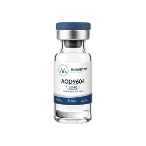 AOD9604 10MG research vial, Biometry Peptides. For research use only.