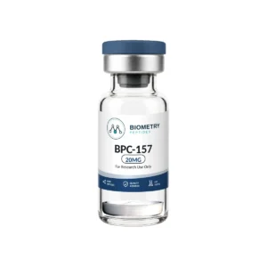 BPC-157 20MG research vial, Biometry Peptides. For research use only.