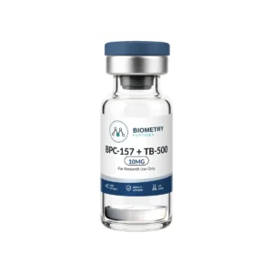 BPC-157 + TB-500 10MG research vial, Biometry Peptides. For research use only.