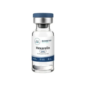 Hexarelin 2MG research vial, Biometry Peptides. For research use only.